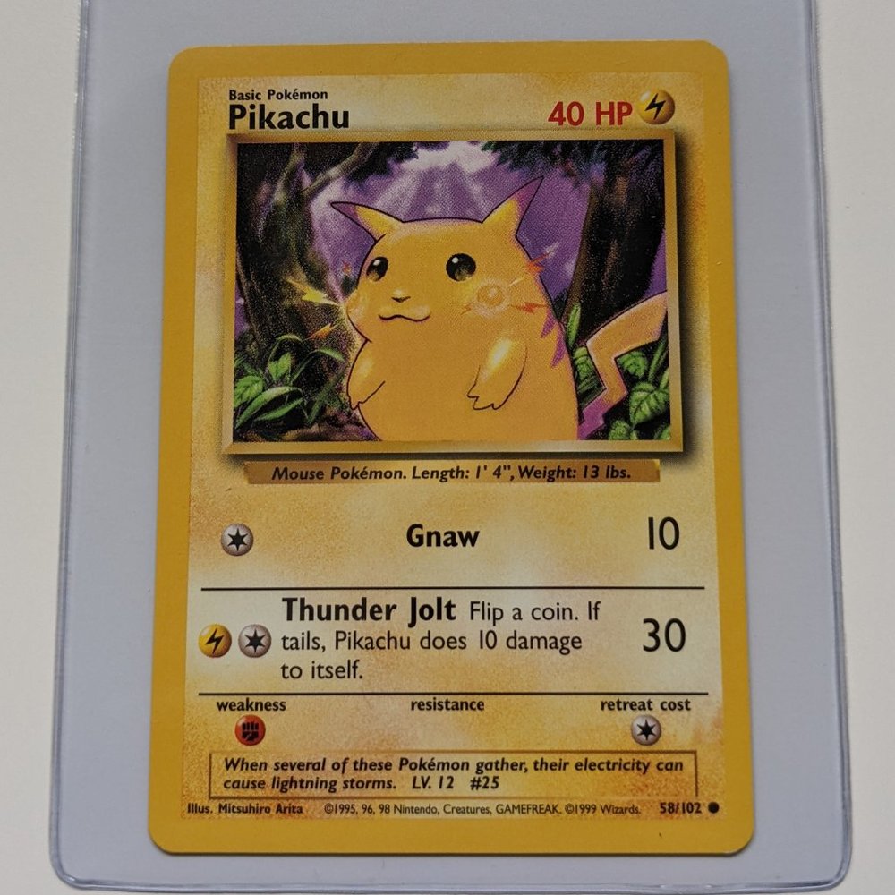 Pikachu Non-Holo 58/102 Base Set Unlimited Pokemon Card WOTC